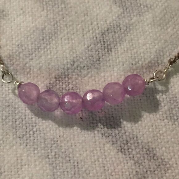 Purple beaded Sterling Silver Delicate Bracelet - Picture 2 of 4
